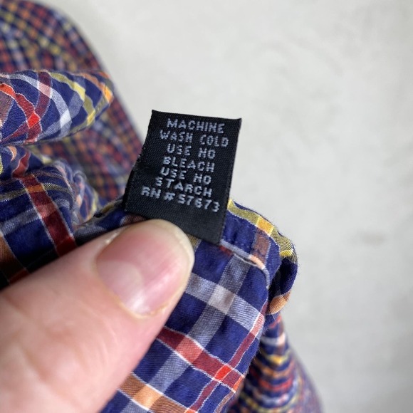 IKE BEHAR Red Yellow Blue Checkered Print Long Sleeve Button Down Shirt Size XL - Picture 4 of 6